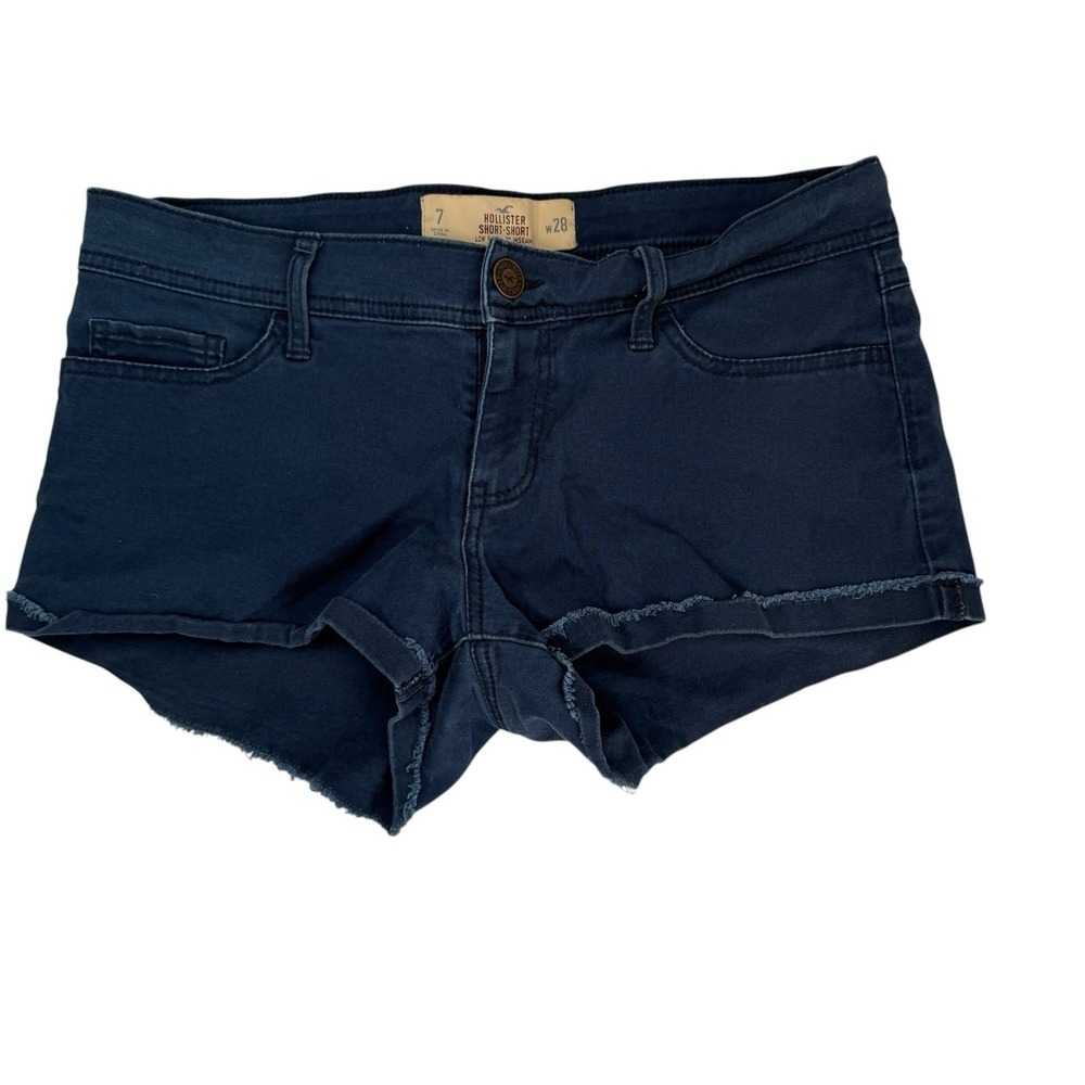 Hollister Denim Jorts Shorts Women 7 W28 Low Rise Short-Short Navy Blue Cut Off